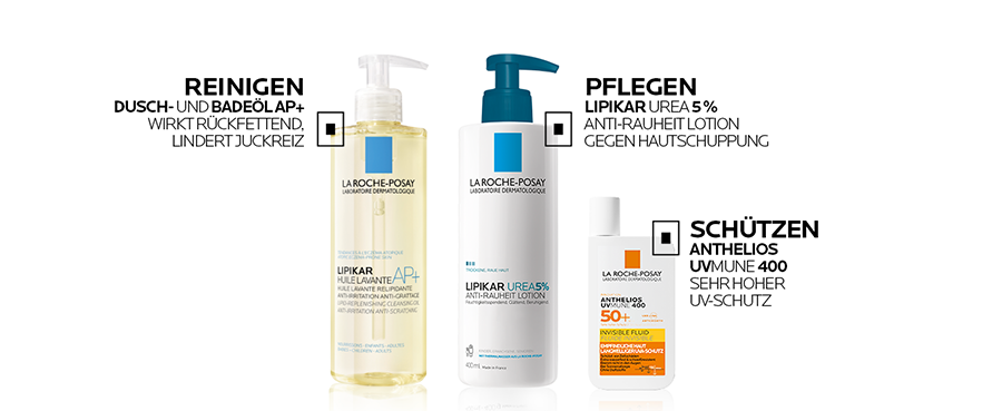 La Roche Posay Lipikar Lait Urea 5% Anti-Rauheit Lotion. Wirkt feuchtigkeitsspendend, beruhigt und lindert Juckreiz.